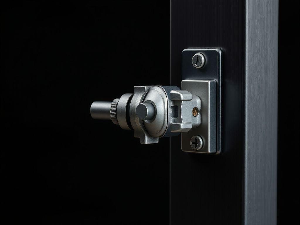 Close view of a multi-point locking bolt on the edge of a security door